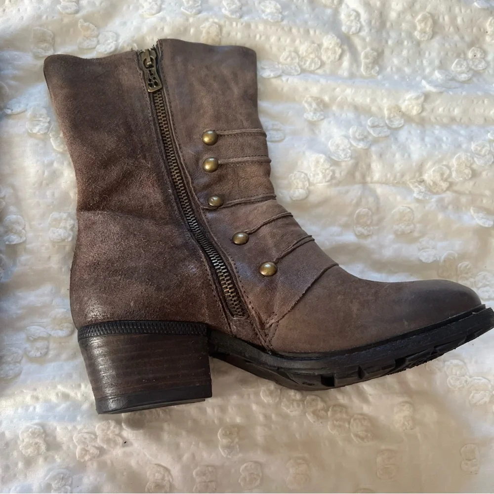 A.S.98 Military Dress Style Boots in Stone Leather Side Zip Women's 38 (US 7.5) - Picture 4 of 16